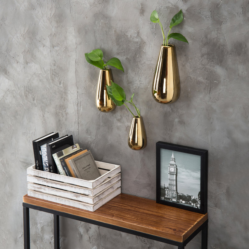Ceramic Wall Planter, Gold
