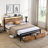 Hasson Borunda Bookcase Bed with 2 Drawers, LED Lights Bed with Charging Station-2115123060
