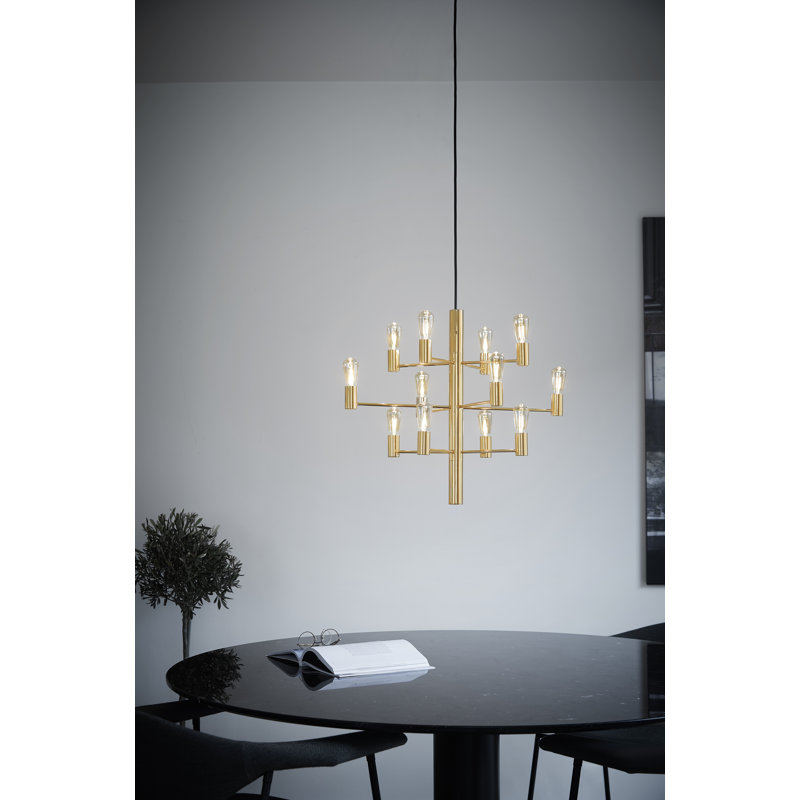 Manola 12 - Light Candle Style Chandelier, Satin Brass