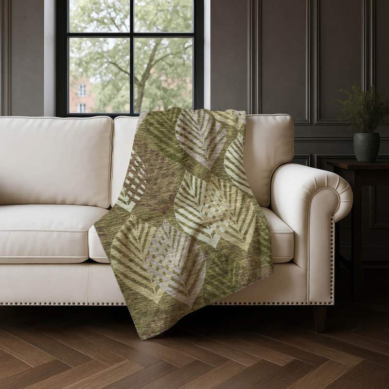 Jeté floral Sherpa ASB744 Addison, Olive floral