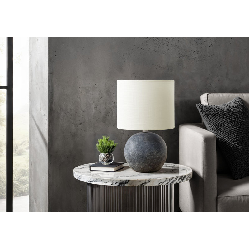 Lighting, 16"h, Table Lamp, Resin, Ivory / Cream Shade, Contemporary, Gray