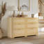 Commode en rotin de 47 po avec 6 tiroirs, commode en rotin avec poignées dorées et commode double de 30 po Nakeesha-730915436