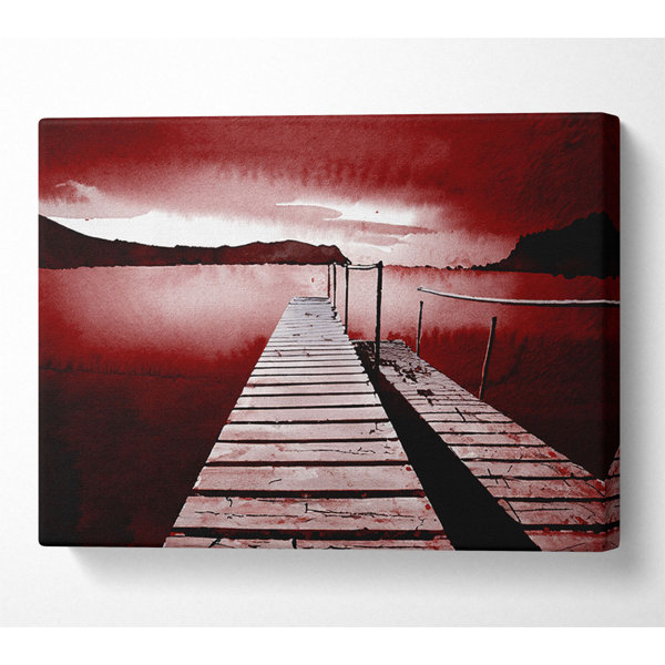 House of Hampton Red Abstract Pier - Wrapped Canvas Art Prints ...