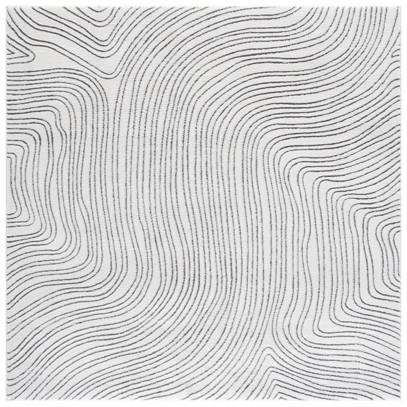 Versaillies 665 Performance Machine Washable Abstract Rug, 6' X 6' Square