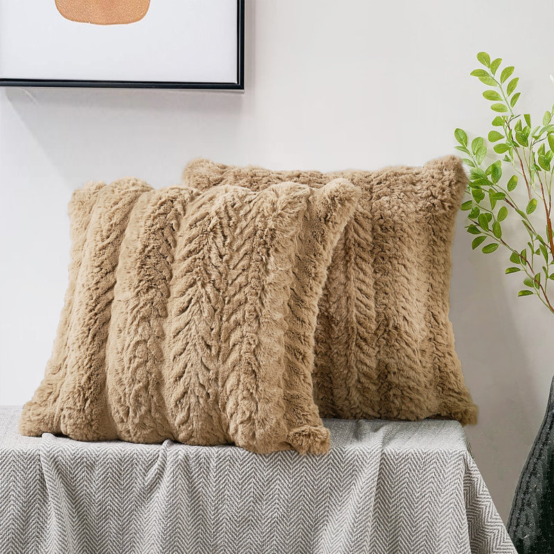 Chevron Brown Square Throw Pillow Cover