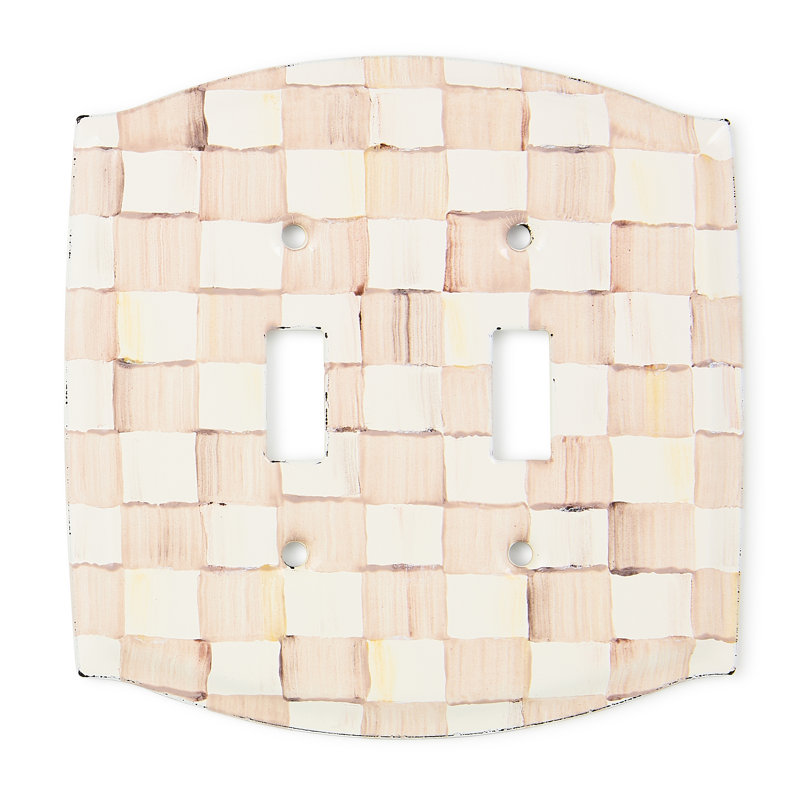 Check Double Toggle Switch Plate, Beige