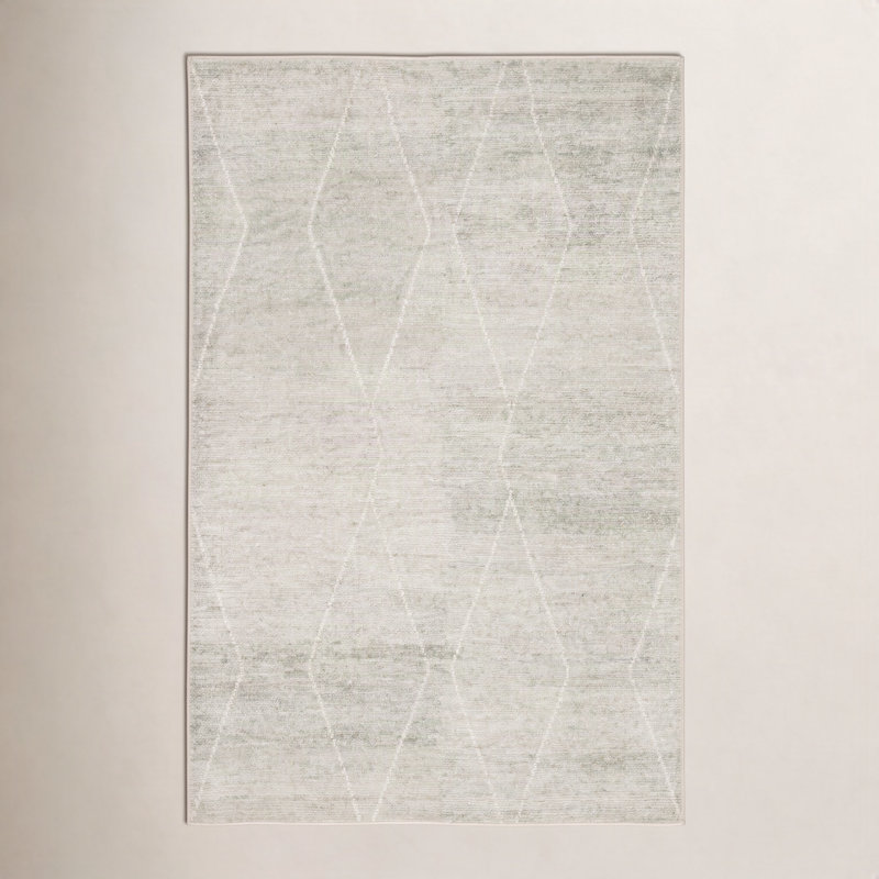 Tapis bleu clair / ivoire noué à la main Flensburg New Age, Rectangle de 10 pi x 14 pi