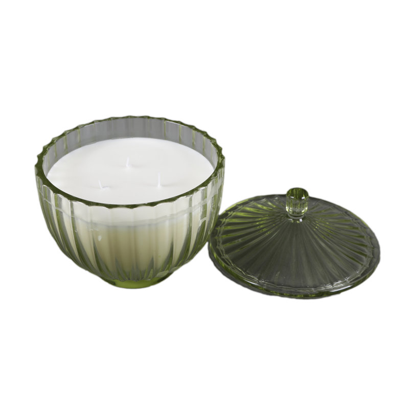 Bougie d'apothicaire en verre avec couvercle 5,5 po - Pivoine, Vert