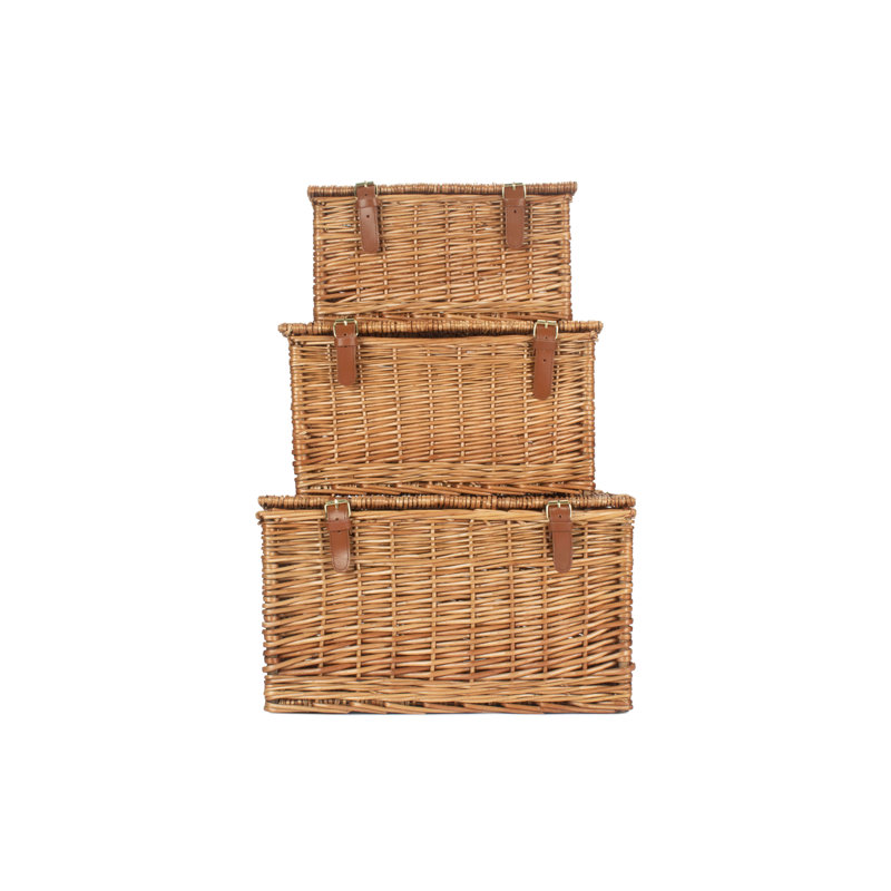 Fleur De Lis Living 3 Piece Wicker Storage Hamper Basket Set 