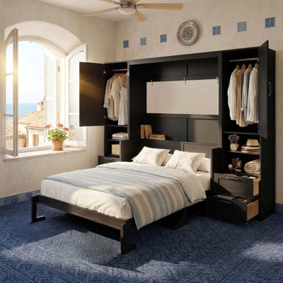Space-Saving Murphy Bed with Integrated Storage and Customizable Layout