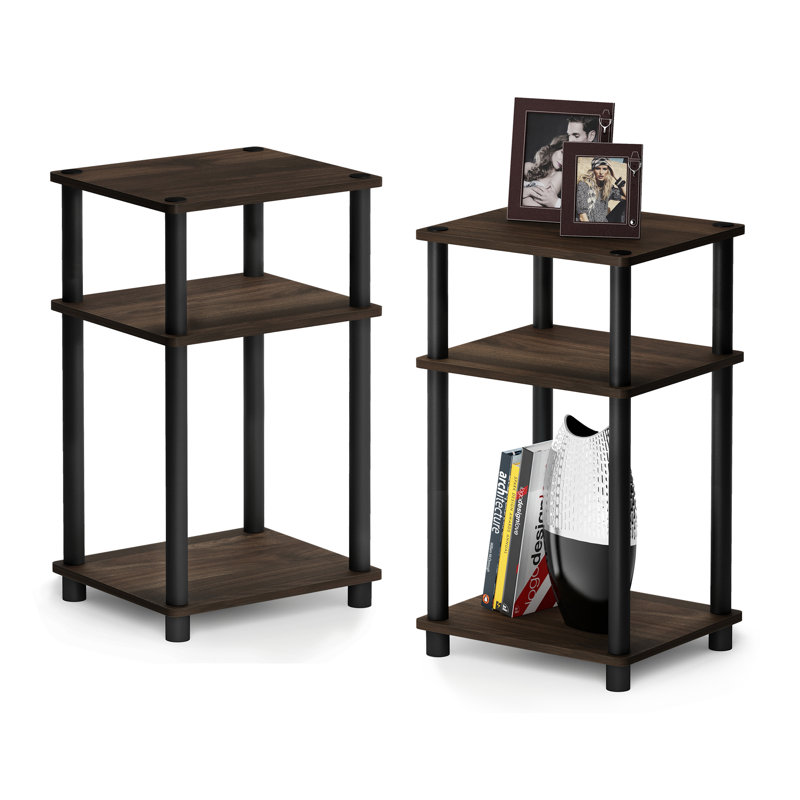 Ensemble de tables de bout avec rangement Colwyn, Noyer colombien, Noir, 2