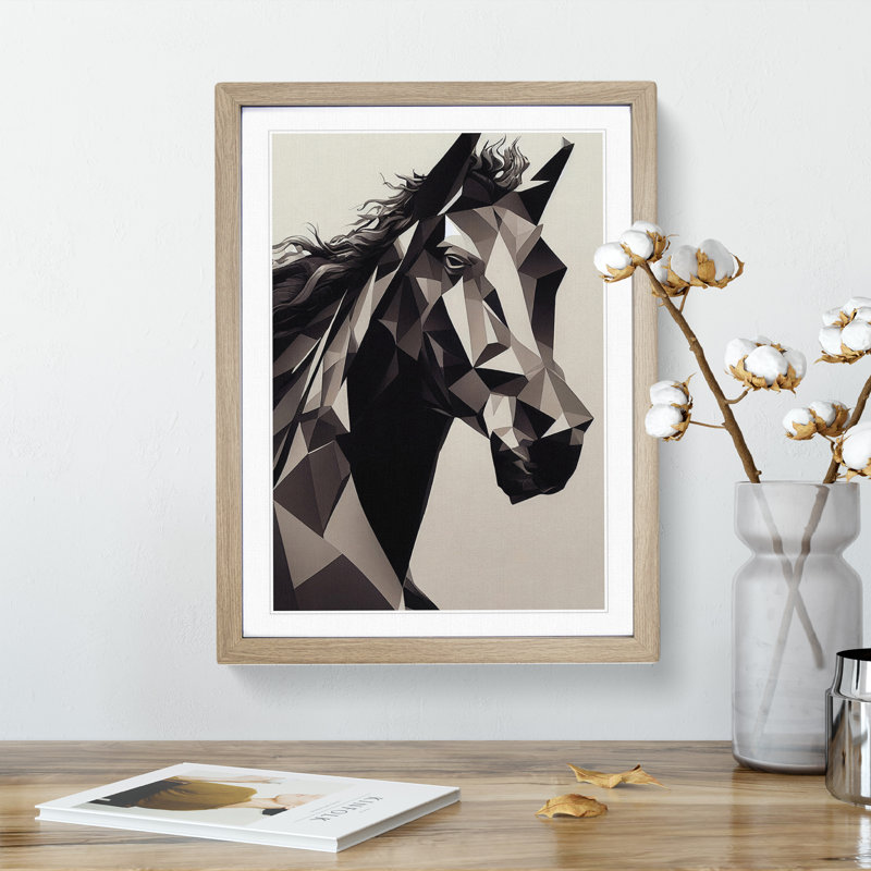 Abstract Horse No.6 - Framed Print, 46cm H x 34cm W x 2cm D, Oak