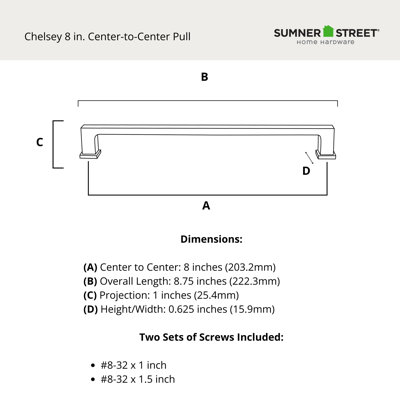 Chelsey 8" Center to Center Satin Brass Bar Drawer Pull