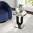 Tall Pedestal Mirrored Glass Top End Table Set of 2