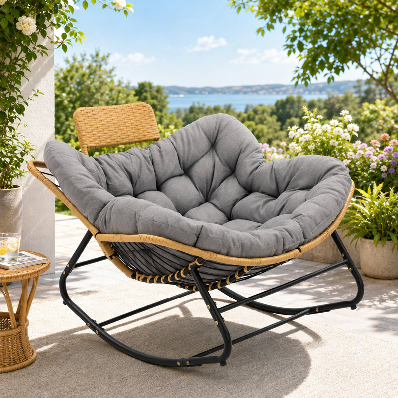 Chaise d'extérieur en osier, Grey