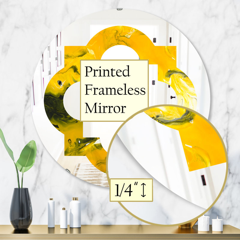 Miroir mural quadrilobe éclectique marbré sans cadre, 31,5 po x 31,5 po