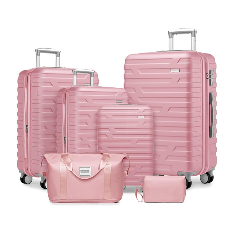 Ensemble de 6 valises avec sacs de voyage, valises rigides extensibles avec roulettes à verrou TSA
