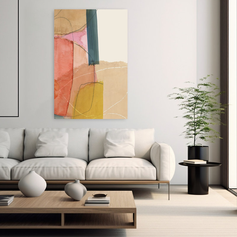 Papier brillant I, art géométrique abstrait moderne, H 60 po x l 40 po