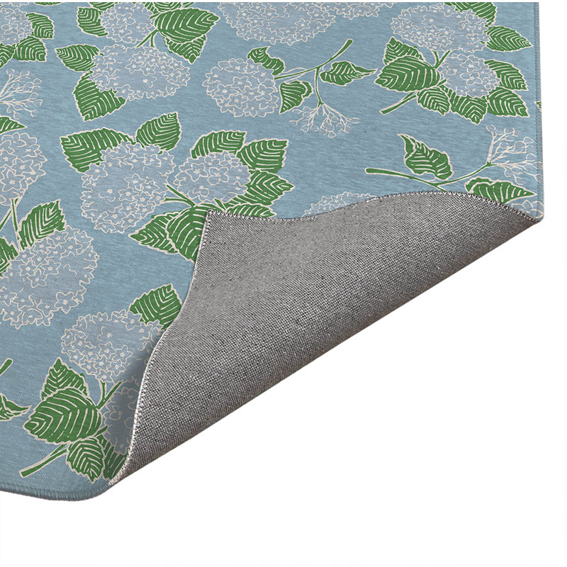 Tapis de cuisine Hydrangea, Rectangulaire 3 pi x 5 pi, Bleu ciel