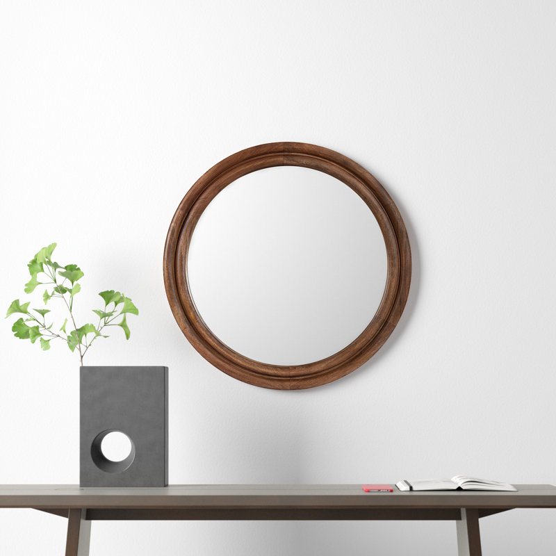 Larina Solid Wood Round Mirror