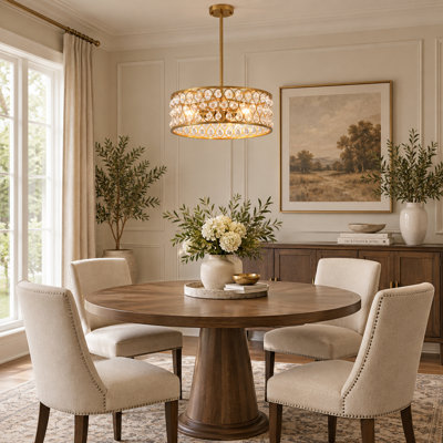 3-Light Gold Chandelier With Clear Crystal Accents