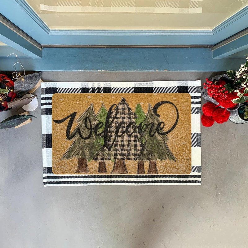 Tapis d'entrée antidérapant Winter Xmas Welcome
