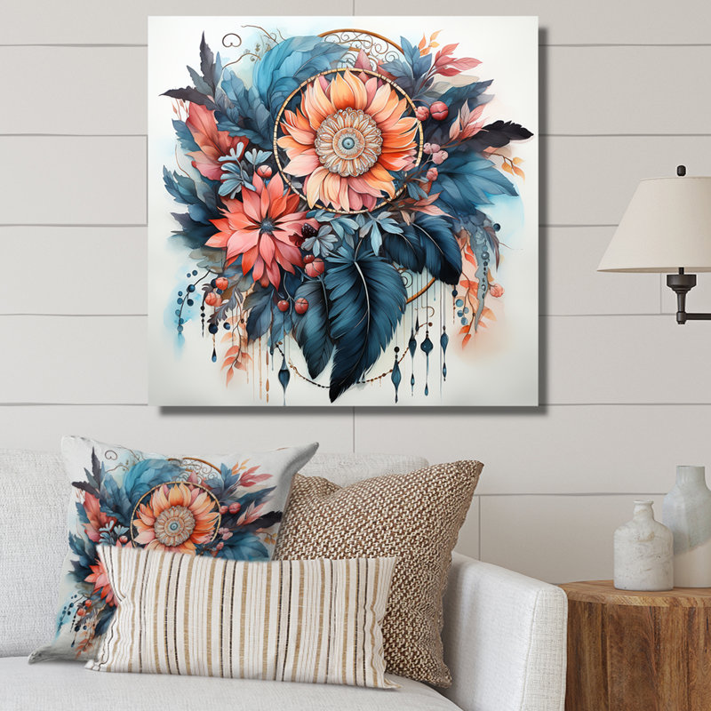 «Mauve Boho Dreamcatcher», impression sur toile, H 24 po x l 24 po x P 1 po, Toile tendue