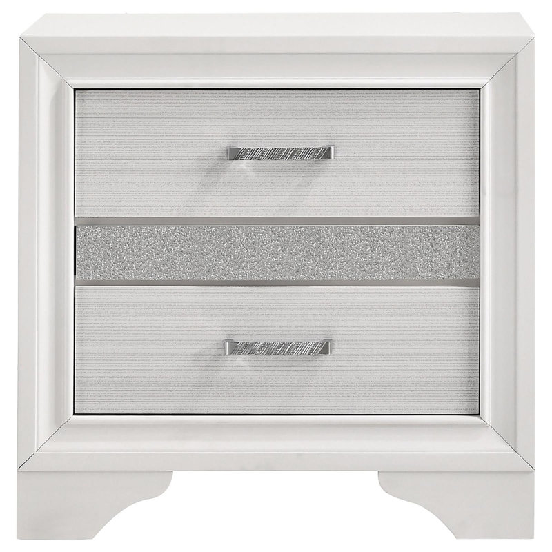 Table de chevet blanche à 2 tiroirs avec plateau à bijoux caché, Blanc