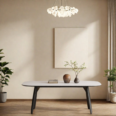 Solid wood ash wood granite slab dining table