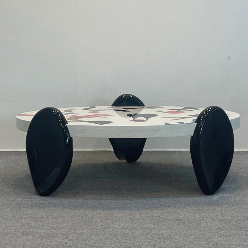 Graffiti Solid Wood Coffee Table, 14.2" H x 47.2" L x 31.5" W