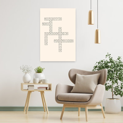 Artisan Cheese Crossword Contemporary Wall Art Print 1 Piece Wrapped Canvas Wall Art
