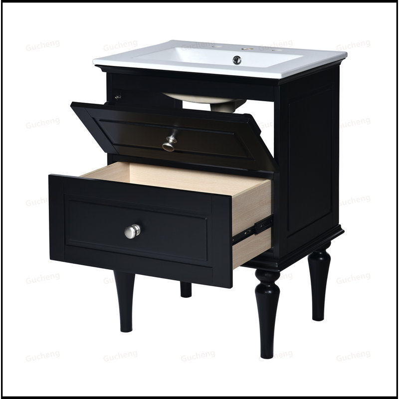 24"Solid Wood Frame Bathroom Vanity Cabinet