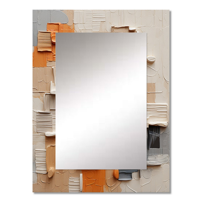 Minimalisme Geometrics Wizards Collage - miroir de collages abstraits, miroir mural décoratif beige, impression d'art en métal