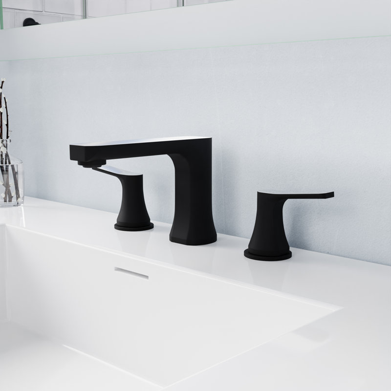 2-handle Bathroom Faucet with Drain Assembly, Noir mat / Chrome