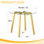 Table en verre trempé à pieds dorés en forme de 7 pieds dorés et construction élégante avec pieds en métal et cadre de détente