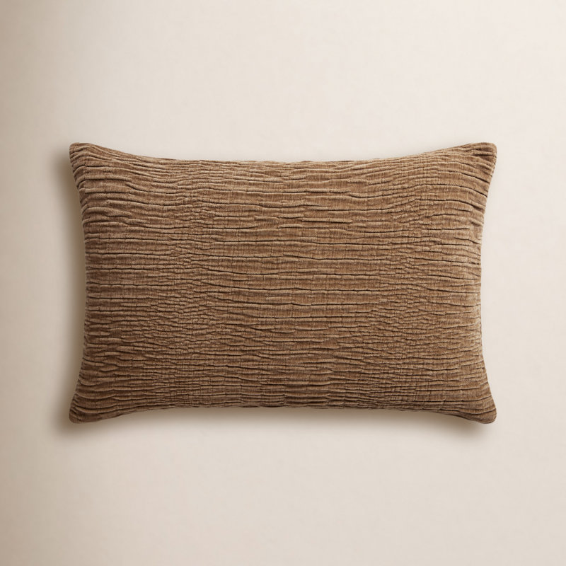 Housse de coussin rectangulaire Edan, Brun, H 16 po x l 26 po, Polyester/ Bourre en polyester