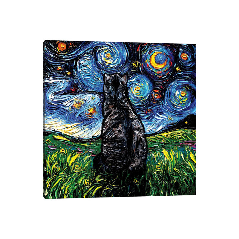 "Gray Tiby Night" par aja Trèves, reproduction d’art, Toile tendue, Pas de tapis, H 26 po x l 26 po x P 1,5 po