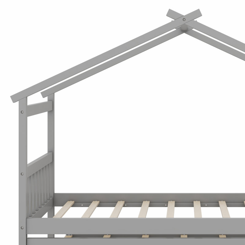 House Bed With Trundle Bed, Gray