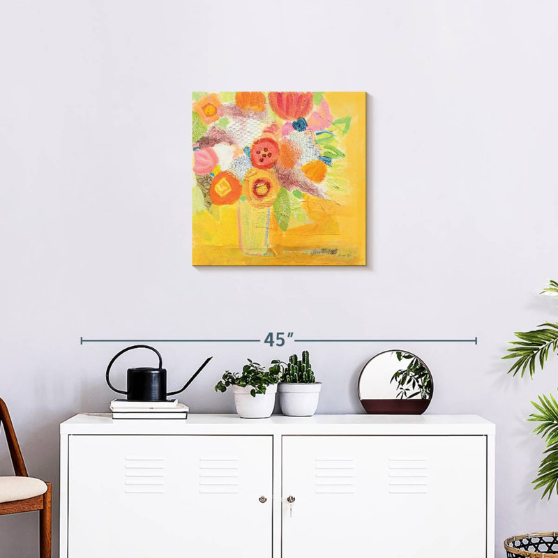 Harnek floral jaune brumeux, H 20 po x l 20 po