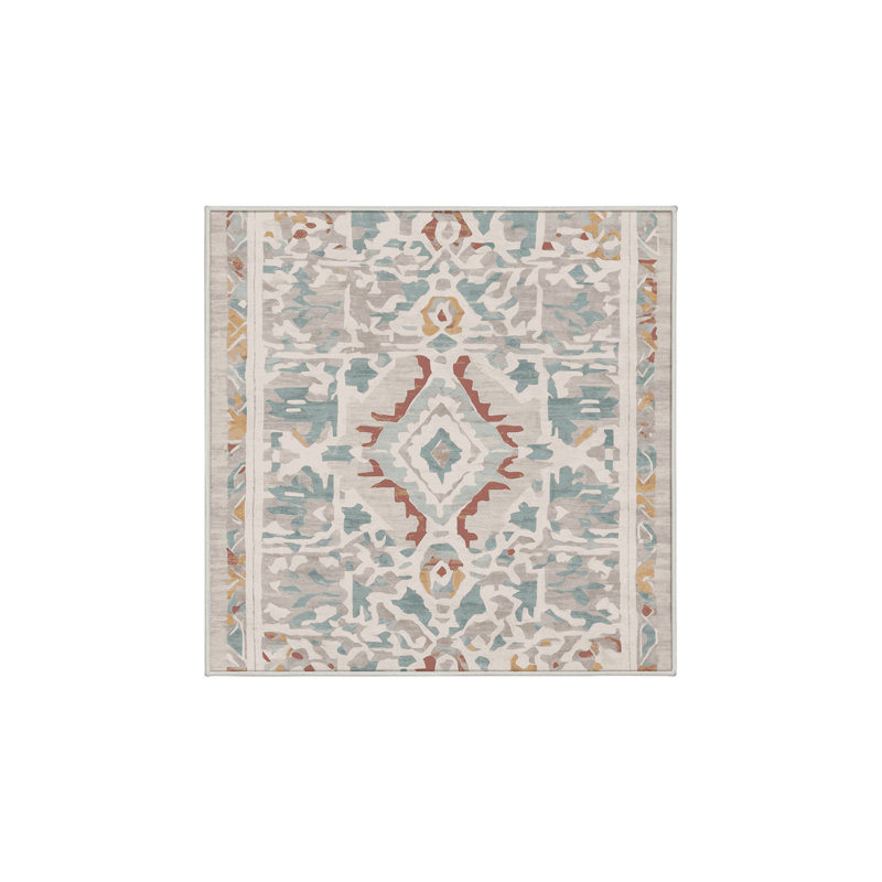 Tapis beige soyeux et moelleux, Carré 6 pi