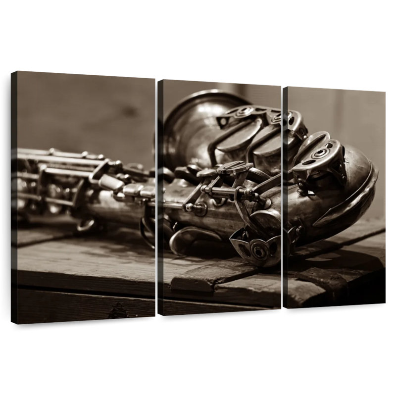Abarca sépia saxophone, H 42 po x l 65 po