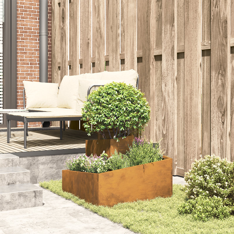 Garden Planter Brown 50 Cm Weathering Steel, 50cmH x 60cmW x 60cmD