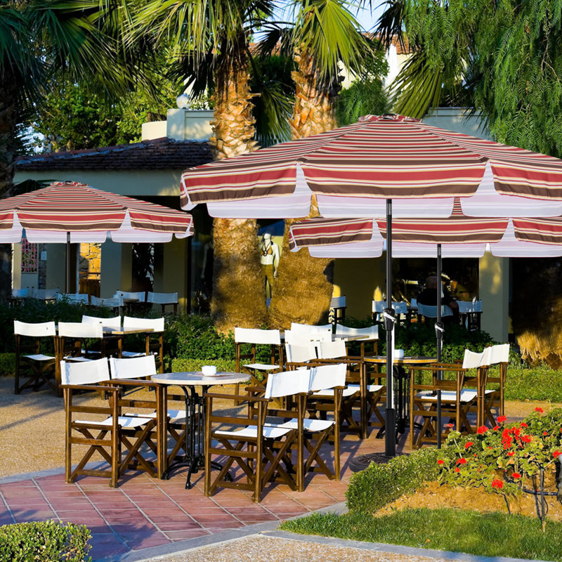 Parasol de marché 9 pi Hobert, Rouge / brun, H 94,5 po x l 106 po x P 106 po