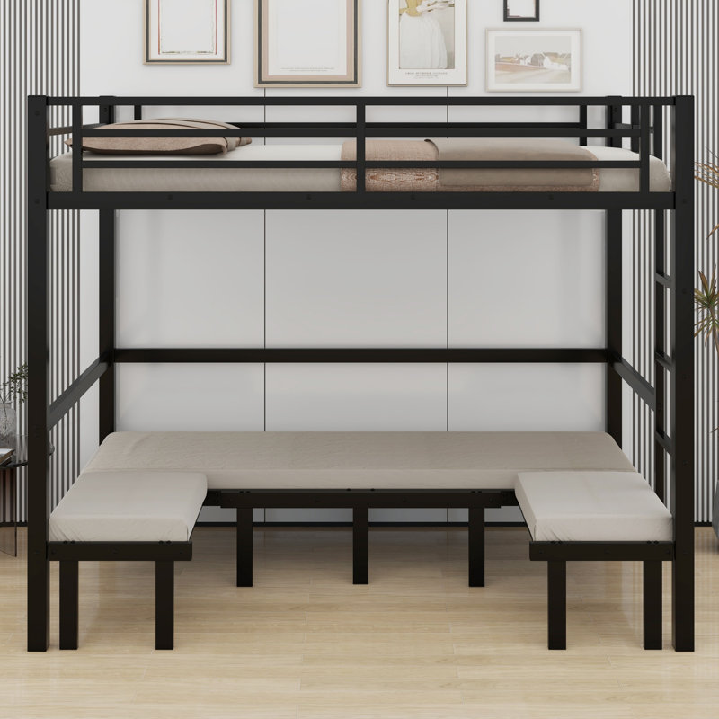Pull-Out Metal Bunk Bed, Lower Bunk Can Be Pulled Out In Three Sections, Top Bunk Equipped Rails