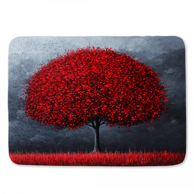 Tapis de salle de bain arbre rouge