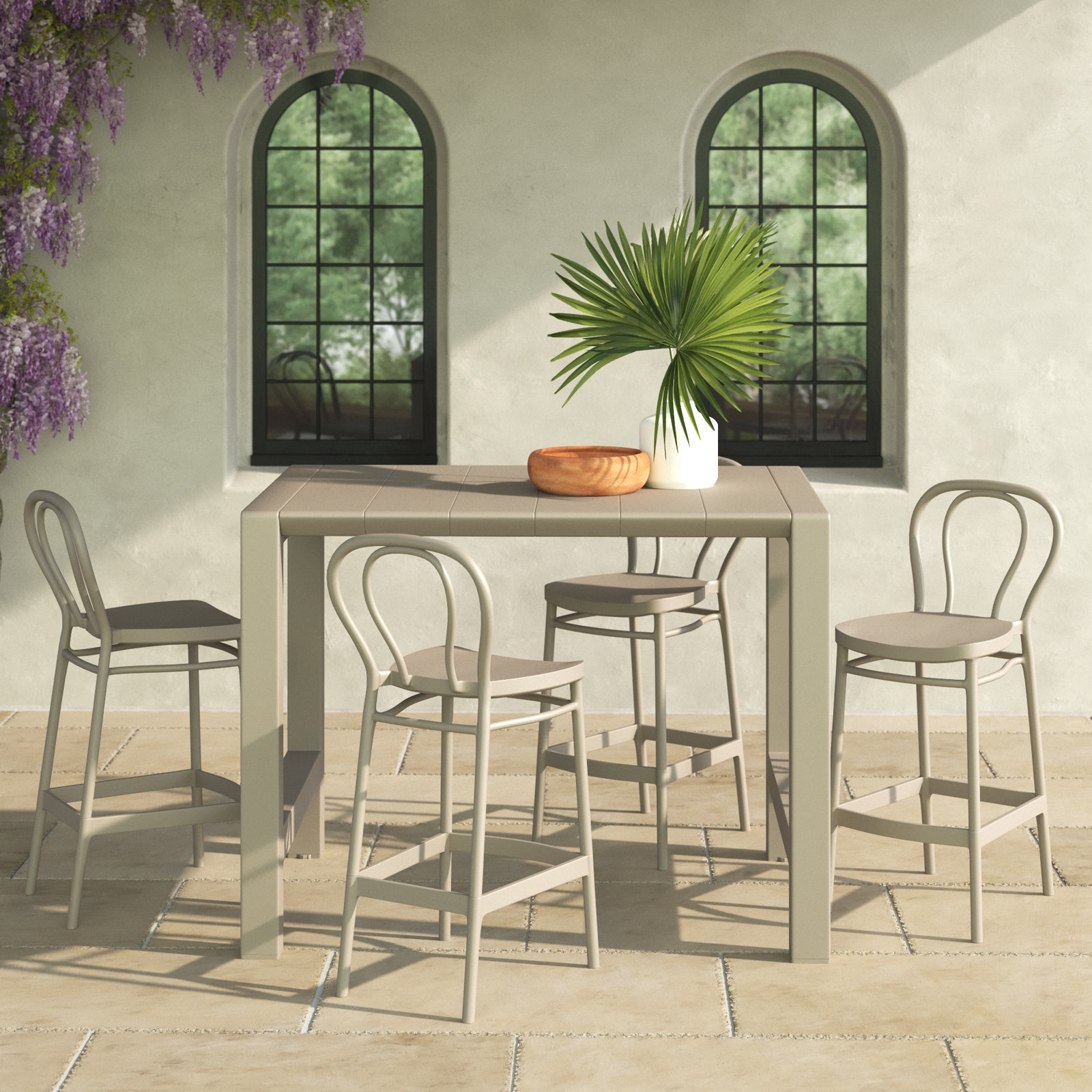 Farrah 4 - Person 39'' Long Bar Height Dining Set, Taupe