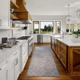 Phillipsville Custom Size Runner Rug Choose Your Length Hexagon Trellis Design Gray Color