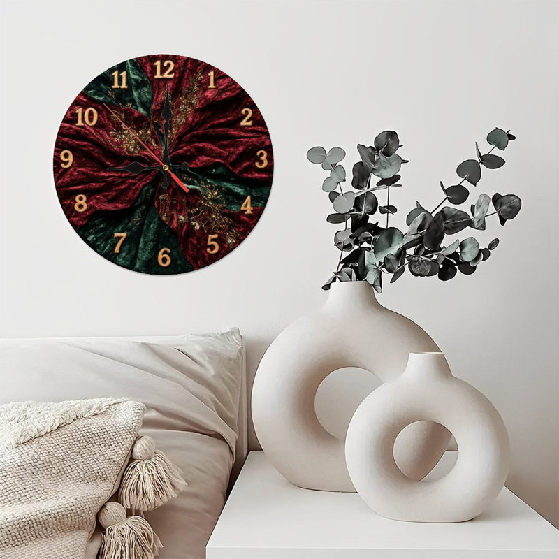 Horloge en velours rouge or vert