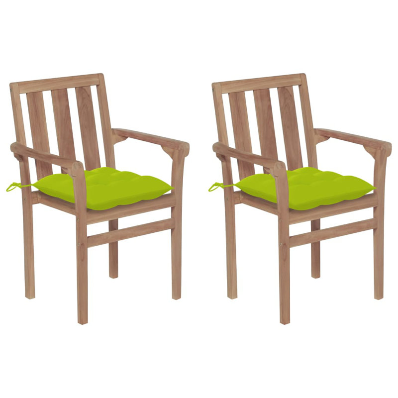 Chaise de patio en teck avec coussins, Vert vif