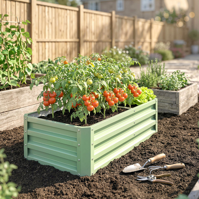 Planter, 30.5cm H x 120cm W x 60cm D, Light Green, Set of 1